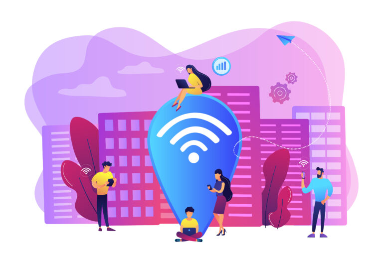 Public wi-fi hotspot concept vector illustration